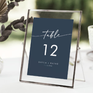 Invitation Boho Chic Dark Navy Bleu Mariage Numéros de tablea