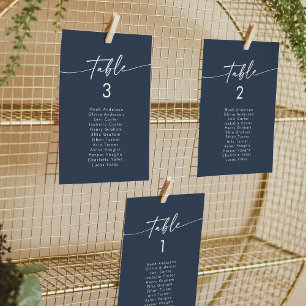 Invitation Boho Chic Dark Navy Blue Hanging Seating Chart