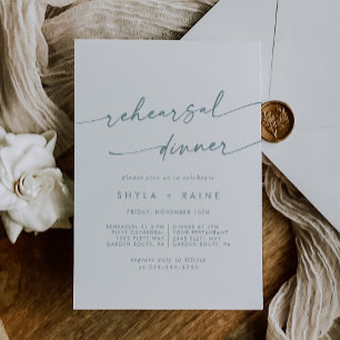 Invitation Boho Chic Dîner de répétition Mariage Turquoise et