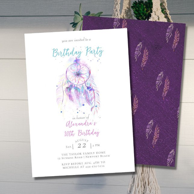 Invitation Boho Chic Dream Catcher Purple N'Importe Quel Âge  (Créateur téléchargé)