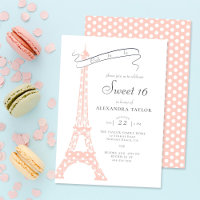 Boho Chic Eiffel Paris Blush Pois Sweet 16