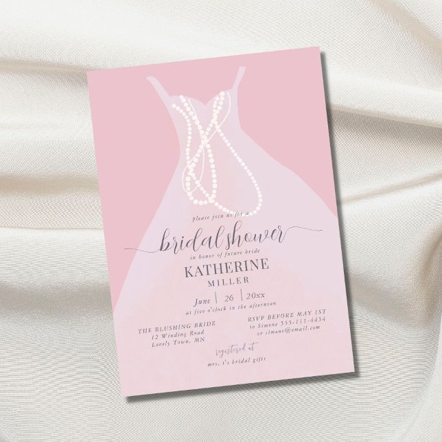 Invitation Boho Chic élégante robe perles rose Fête des marié (Créateur téléchargé)