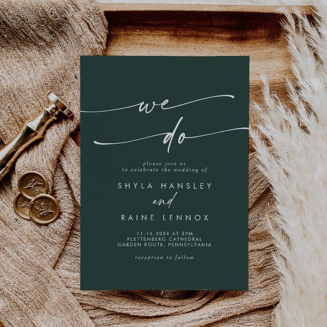 Invitation Boho Chic Emerald Green Nous faisons Mariage (Créateur téléchargé)