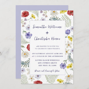 Invitation Boho Chic Fleur Fleur d'Aquarelle Mariage