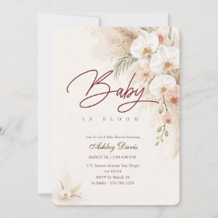 Invitation Boho Chic Fleur Orchidée Bébé en Fleur Baby Shower