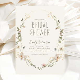 Invitation Boho Chic Fleur sauvage Fête des mariées Élégant