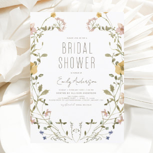 Invitation Boho Chic Fleur sauvage Fête des mariées Élégant
