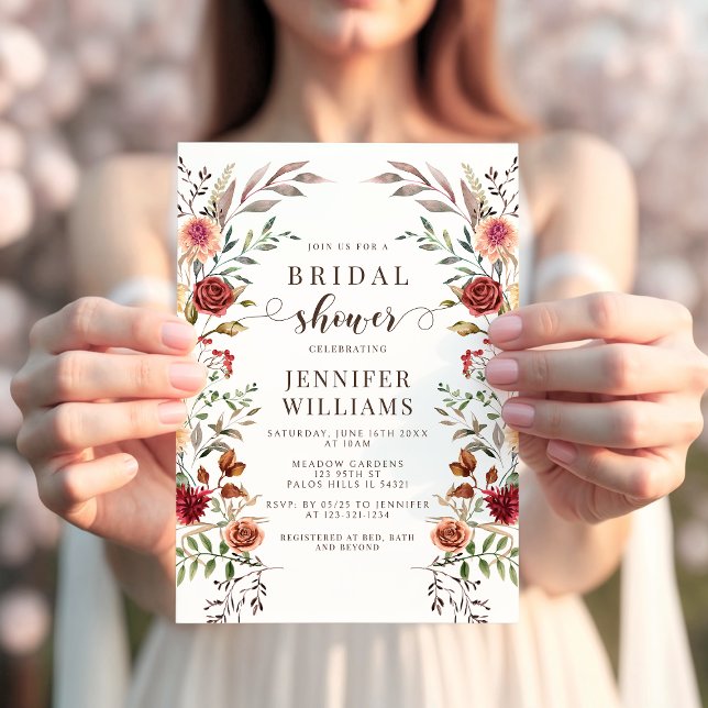 Invitation Boho Chic Fleurs Séchées Automne Mariage (Créateur téléchargé)