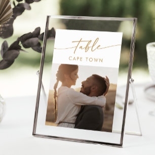 Invitation Boho Chic Gold et Blanc Numéros de tableau photo