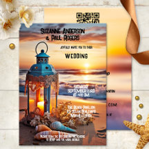 Boho Chic Lantern Sunset Beach QR Mariage
