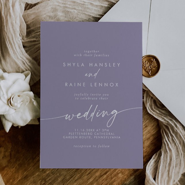 Invitation Boho Chic Lavande Mariage pourpre (Créateur téléchargé)