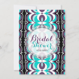 Invitation Boho Chic Mariage Fête Pourallée Violet Aqua