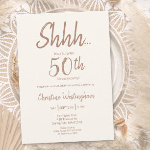 Invitation Boho Chic Mocha Cream Surprise 50e Anniversaire