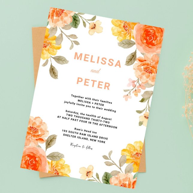 Invitation Boho chic moderne fleurs sauvages vives Mariage (Créateur téléchargé)