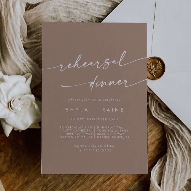 Invitation Boho Chic Neutral Taupe Mariage Dîner de répétitio (Créateur téléchargé)