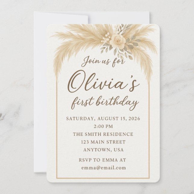Invitation Boho Chic/Pampas Grass (Devant)