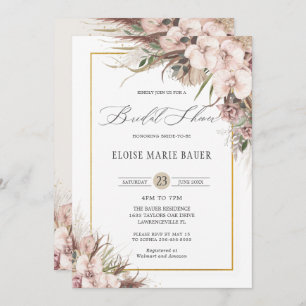 Invitation Boho Chic Pampas Grass Orchid Floral Fête des mari