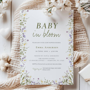 Invitation Boho Chic Petit Baby shower Fleur sauvage
