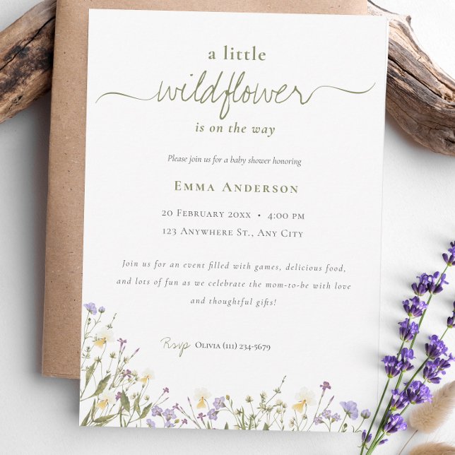 Invitation Boho Chic Petit Baby shower Fleur sauvage (Créateur téléchargé)