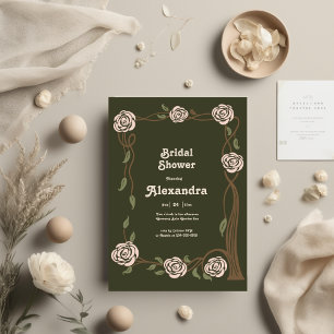 Invitation Boho Chic Rétro Floral Mariage Shower