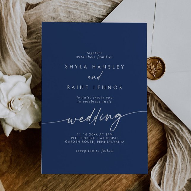 Invitation Boho Chic Royal Mariage bleu (Créateur téléchargé)