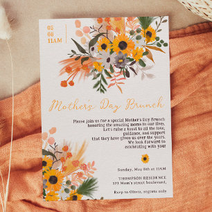 Invitation Boho chic rustique tournesol orange fête des mères