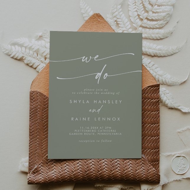 Invitation Boho Chic Sage Green Nous faisons Mariage (Créateur téléchargé)