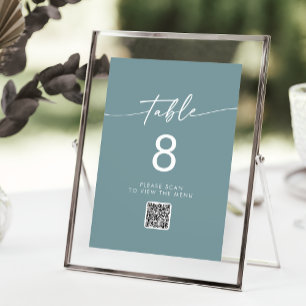 Invitation Boho Chic Seafoam Code QR Turquoise Numéros de tab