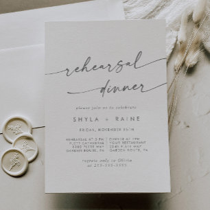 Invitation Boho Chic Silver Grey Dîner de répétition Mariage