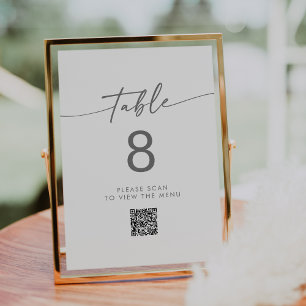 Invitation Boho Chic Silver Grey QR Code Numéro de tableau
