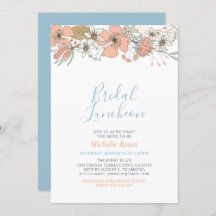 Boho Chic Spring Floral Bridal Luncheon Douche Inv