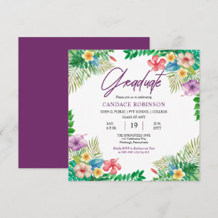 Invitation Boho Chic Tropical Hibiscus Graduation Party