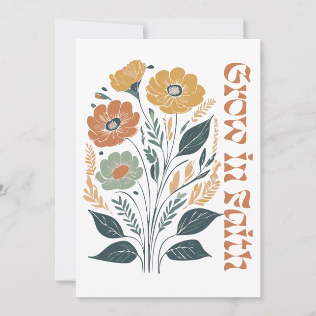 Invitation Boho Christian Inspiration Croissance de la foi (Devant)