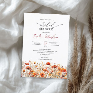 Invitation Boho chute d'aquarelle orange jaune fleurs sauvage