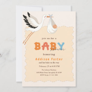 Invitation Boho Cigogne Douce Bébé Bundle Baby Shower