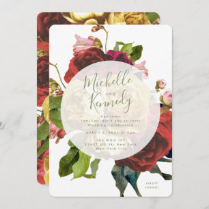 Invitation Boho Circle Rose Mariage