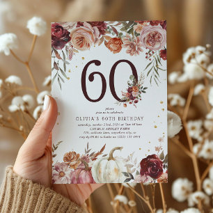 Invitation Boho Citrouille Autumn Bloom 60e anniversaire