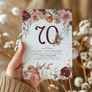 Invitation Boho Citrouille Autumn Bloom 70e anniversaire