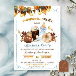 Invitation Boho Citrouille Blue Boy Baby shower