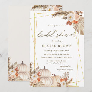 Invitation Boho Citrouille Pampas Grass Fête des mariées géom