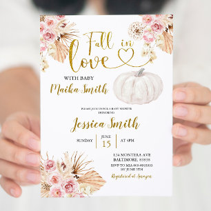 Invitation Boho Citrouille Tombe Dans L'Amour Baby shower Inv