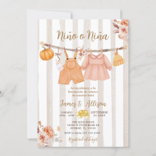 Invitation Boho Citrouille Vêtements de bébé espagnol Révélat