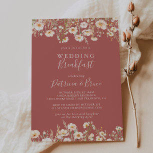Invitation Boho classique Blush Fleur sauvage Mariage petit d