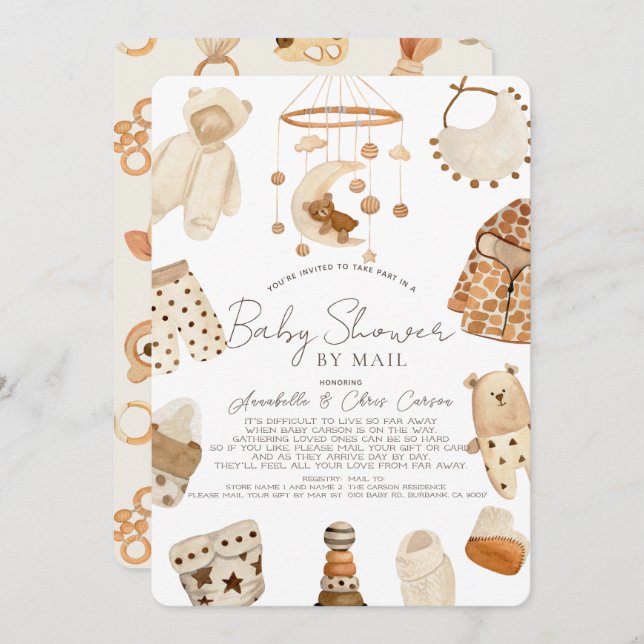 Invitation Boho Clothes Nursery Baby shower par la poste (Devant / Derrière)