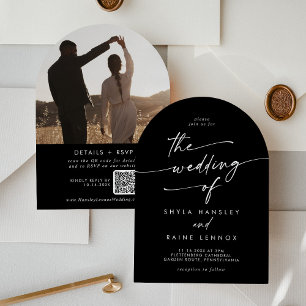 Invitation Boho COLOR ÉDITABLE Photo QR Code Arch Mariage