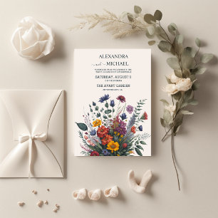 Invitation Boho coloré Aquarelle Fleur sauvage Mariage