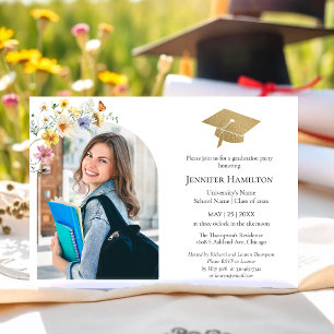 Invitation Boho Colorful Fleur sauvage Graduation Party Photo