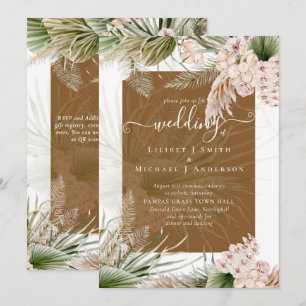 Invitation BOHO Couleur de la Terre Pampas Mariage