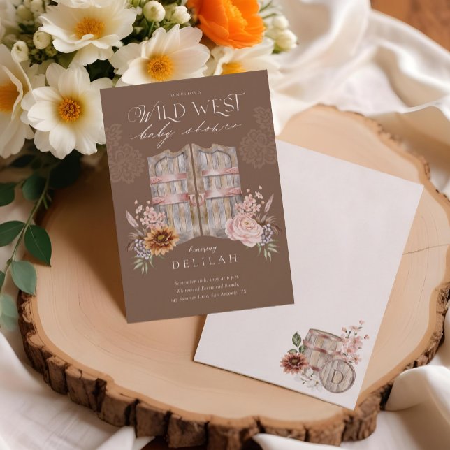 Invitation Boho Country Western Floral Barn Portes Baby showe (Boho Country Western Floral Barn Doors Baby Shower Invitation)