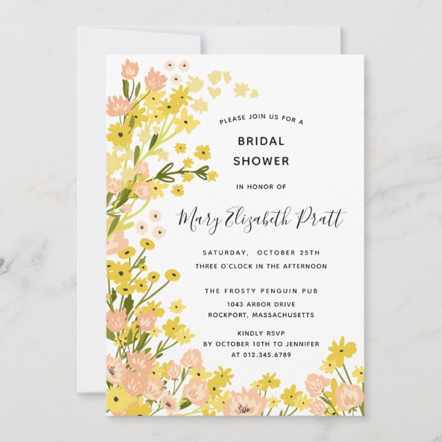 Invitation Boho Country Yellow Rose Fleurs sauvages Fête des  (Devant)